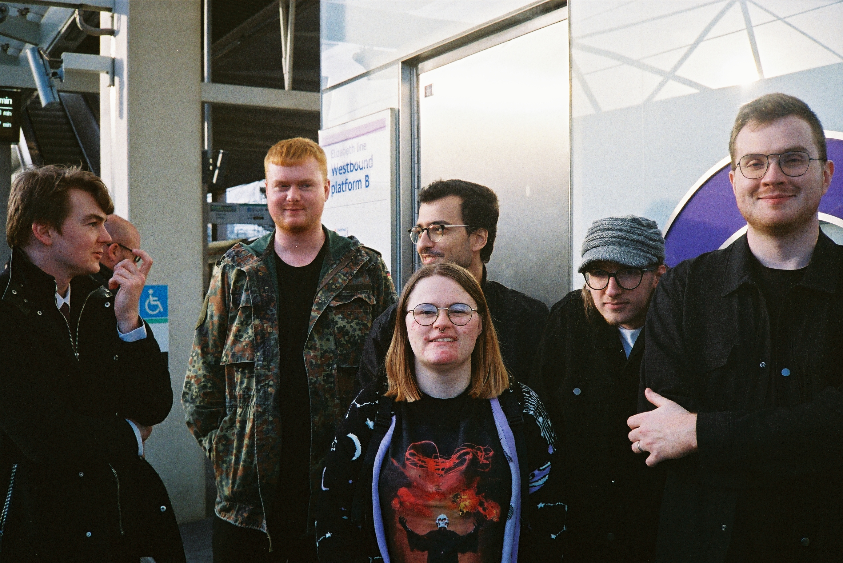 The group at an Elizabeth line station